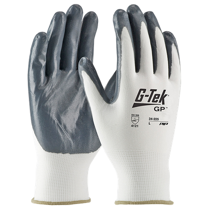 Guante de Nylon Blanco con Nitrilo Gris